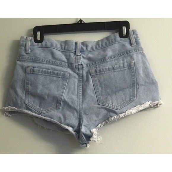 FOREVER 21 High Waisted Distressed Ripped Denim Jean Shorts Sz 28 Beach - Picture 2 of 11